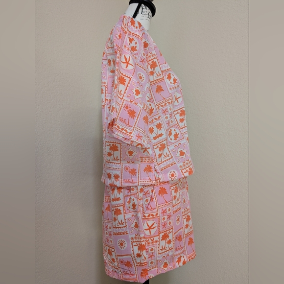 NWT•Sigrid Olsen Sleepwear•2pc Tropical Notch Collar Top & Shorts w/ poc… - Picture 5 of 11
